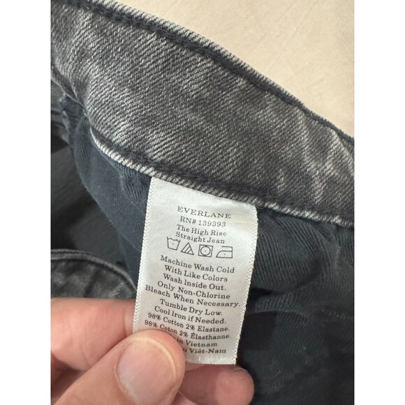 Everlane Womens 27 Regular Gray Denim Stretch The High Rise Straight Jeans Zip - Picture 10 of 10